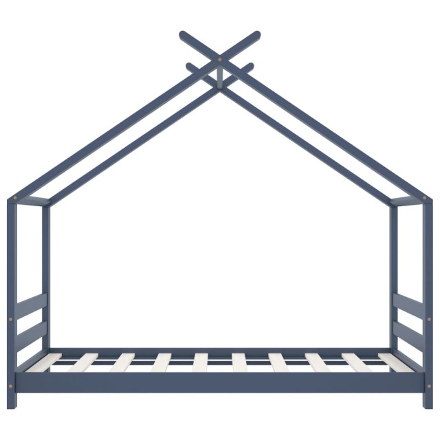Cadre de lit d'enfant Gris Bois de pin massif 80x160 cm