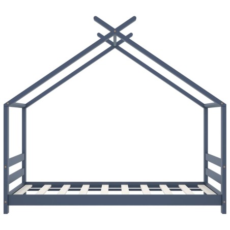 Cadre de lit d'enfant Gris Bois de pin massif 80x160 cm