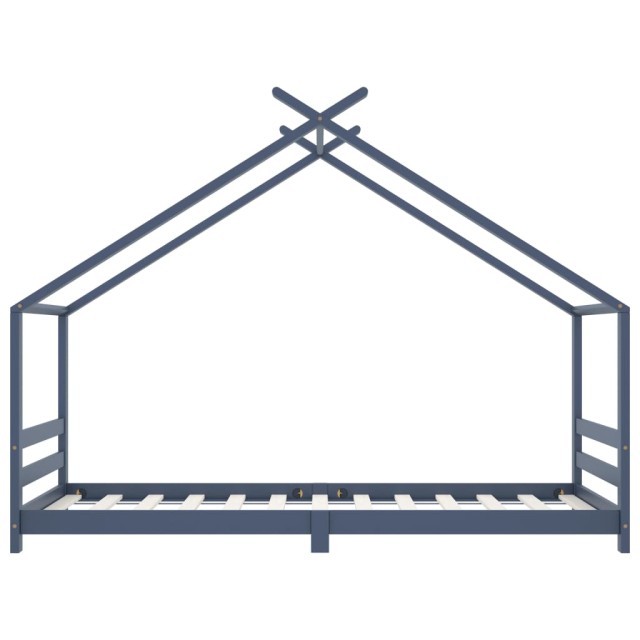 Cadre de lit d'enfant Gris Bois de pin massif 90x200 cm
