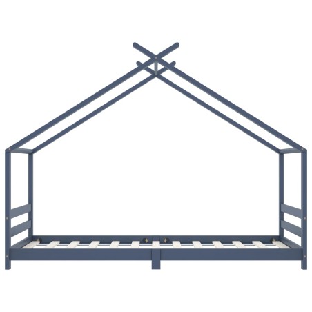 Cadre de lit d'enfant Gris Bois de pin massif 90x200 cm