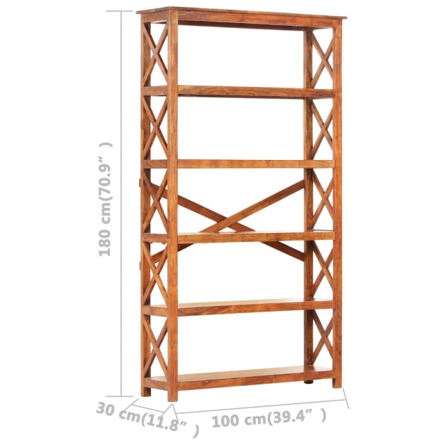 Bibliothèque 100x30x180cm Bois massif d'acacia et finition miel