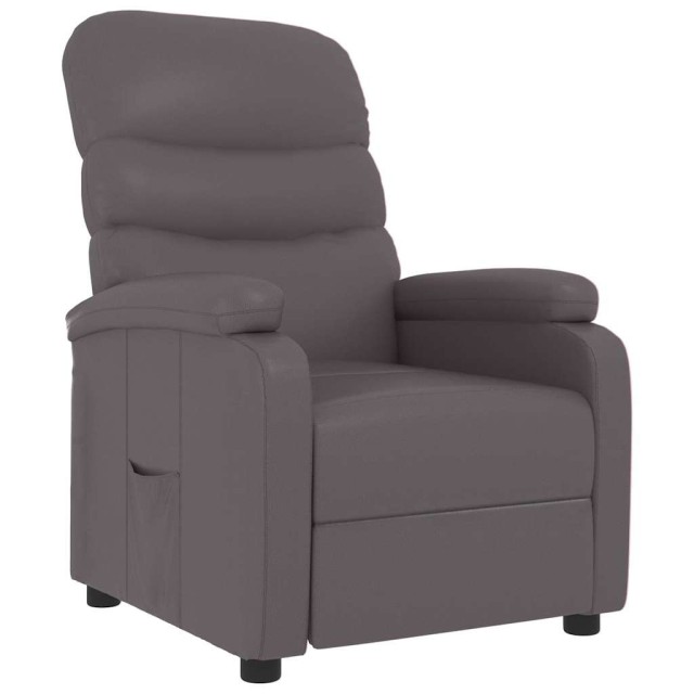 Fauteuil inclinable réglable avec repose-pieds gris similicuir