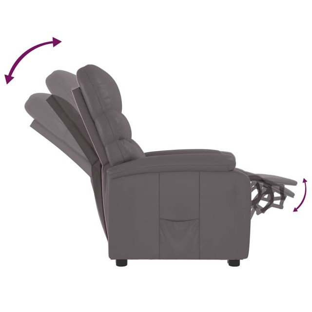 Fauteuil inclinable réglable avec repose-pieds gris similicuir