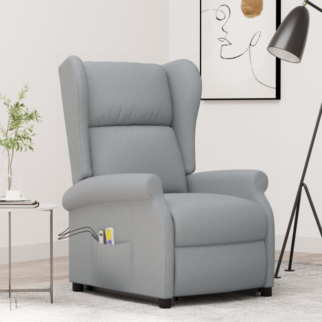 Fauteuil de massage inclinable Gris clair Tissu