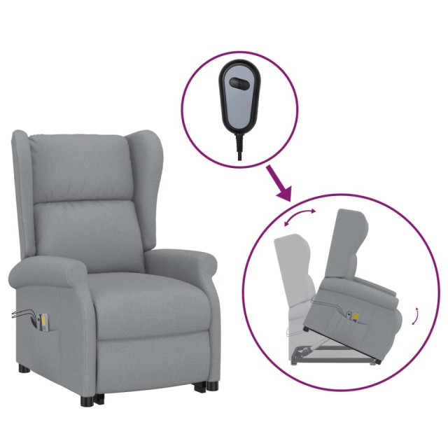 Fauteuil de massage inclinable Gris clair Tissu