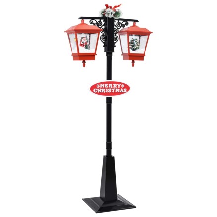 Lampadaire de Noël avec Père Noël Noir et rouge 81x40x188cm PVC