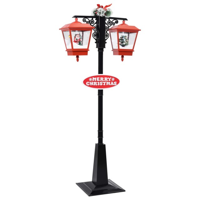 Lampadaire de Noël avec Père Noël Noir et rouge 81x40x188cm PVC