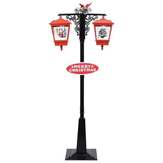 Lampadaire de Noël avec Père Noël Noir et rouge 81x40x188cm PVC