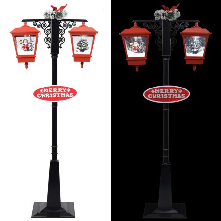 Lampadaire de Noël avec Père Noël Noir et rouge 81x40x188cm PVC