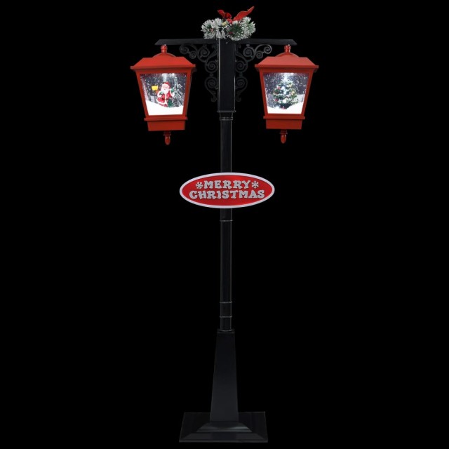 Lampadaire de Noël avec Père Noël Noir et rouge 81x40x188cm PVC