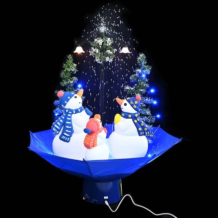 Arbre de Noël neigeux avec base de parapluie Bleu 75 cm PVC