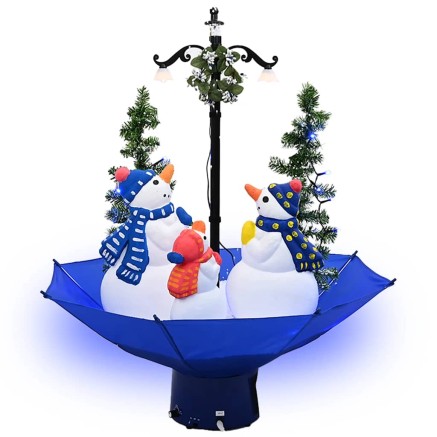 Arbre de Noël neigeux avec base de parapluie Bleu 75 cm PVC 2