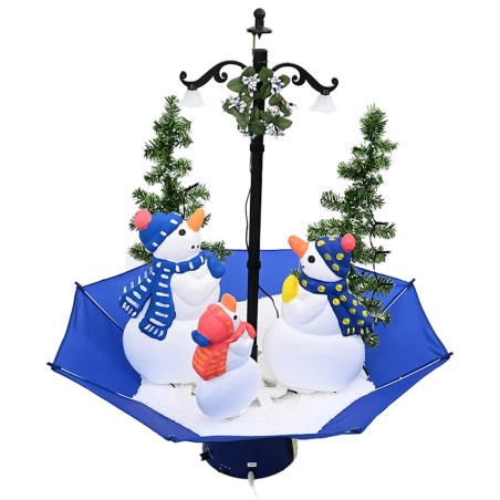 Arbre de Noël neigeux avec base de parapluie Bleu 75 cm PVC