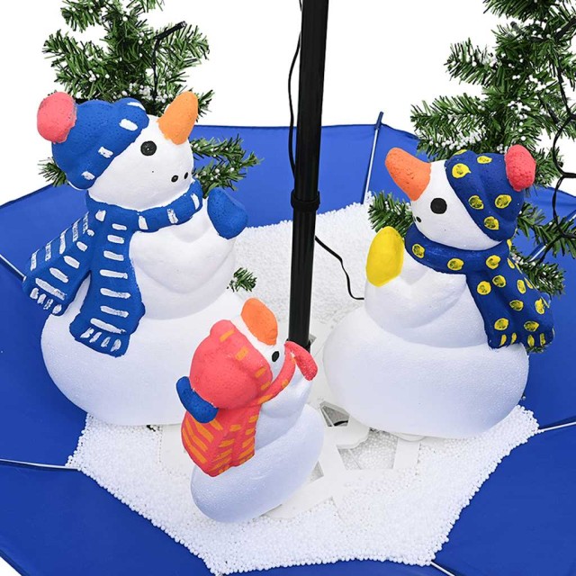Arbre de Noël neigeux avec base de parapluie Bleu 75 cm PVC