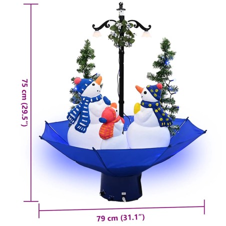 Arbre de Noël neigeux avec base de parapluie Bleu 75 cm PVC