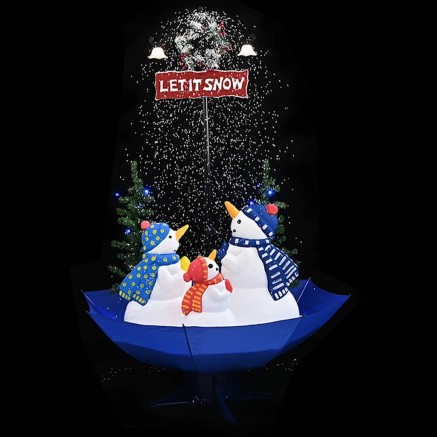 Arbre de Noël neigeux avec base de parapluie Bleu 170 cm PVC