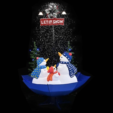 Arbre de Noël neigeux avec base de parapluie Bleu 170 cm PVC