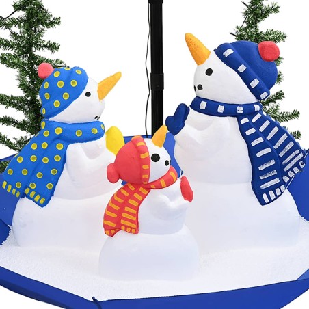 Arbre de Noël neigeux avec base de parapluie Bleu 170 cm PVC