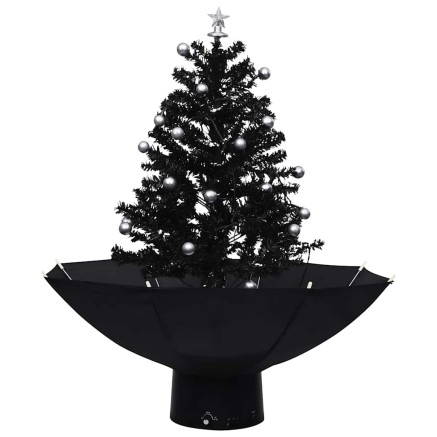 Arbre de Noël neigeux avec base de parapluie Noir 75 cm PVC 2