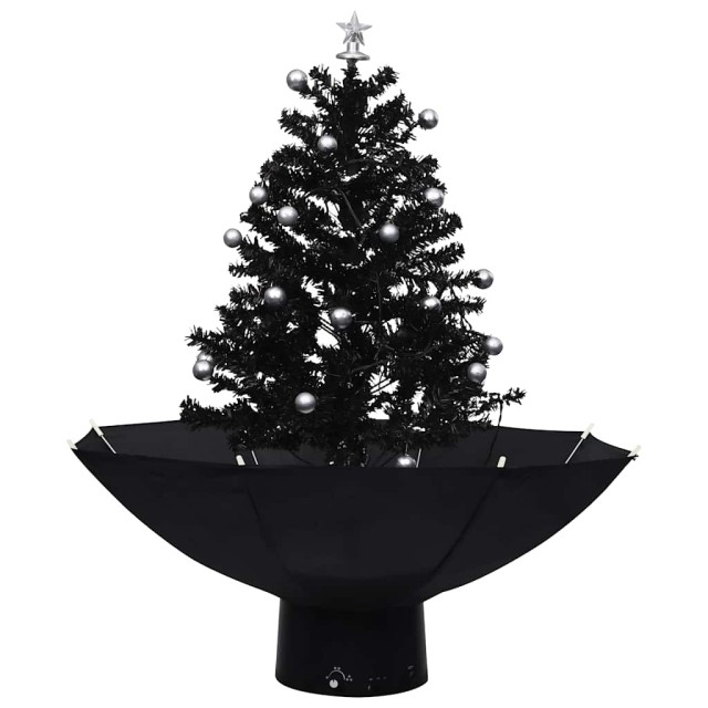 Arbre de Noël neigeux avec base de parapluie Noir 75 cm PVC