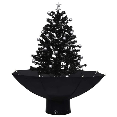 Arbre de Noël neigeux avec base de parapluie Noir 75 cm PVC