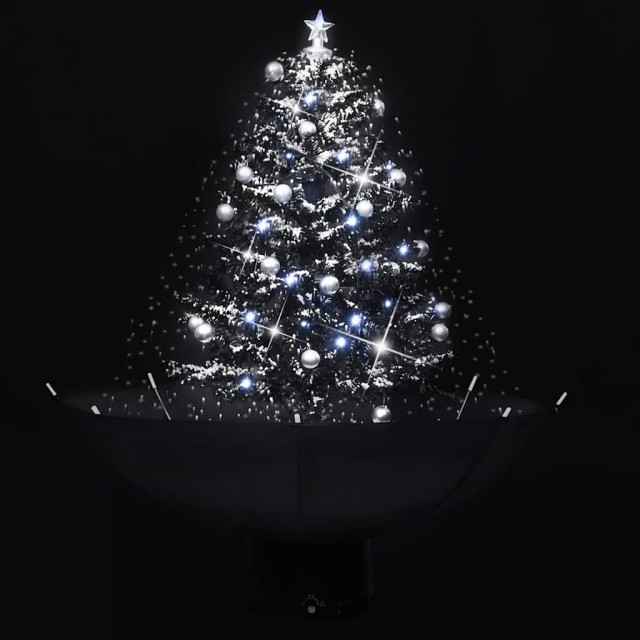Arbre de Noël neigeux avec base de parapluie Noir 75 cm PVC