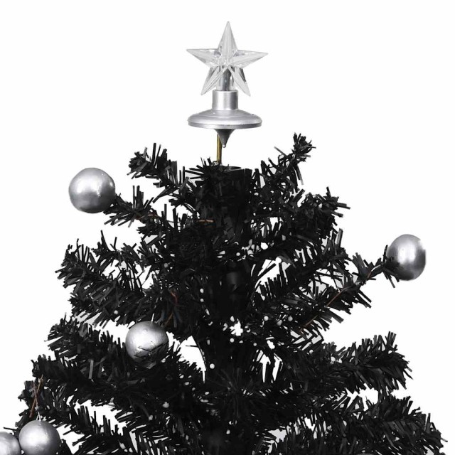 Arbre de Noël neigeux avec base de parapluie Noir 75 cm PVC