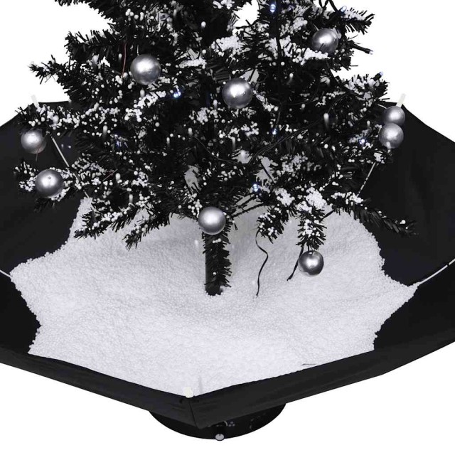 Arbre de Noël neigeux avec base de parapluie Noir 75 cm PVC