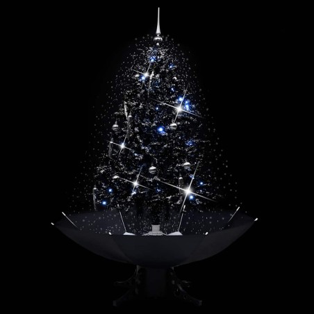 Arbre de Noël neigeux avec base de parapluie Noir 140 cm PVC