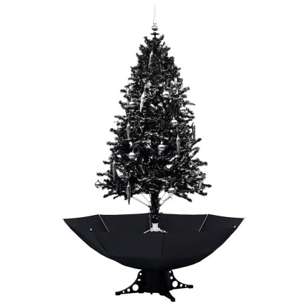 Arbre de Noël neigeux avec base de parapluie Noir 190 cm PVC 2