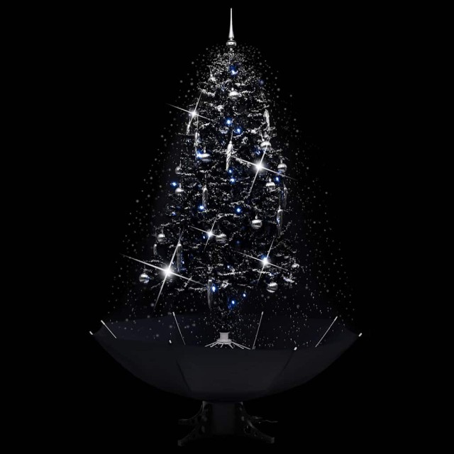 Arbre de Noël neigeux avec base de parapluie Noir 190 cm PVC