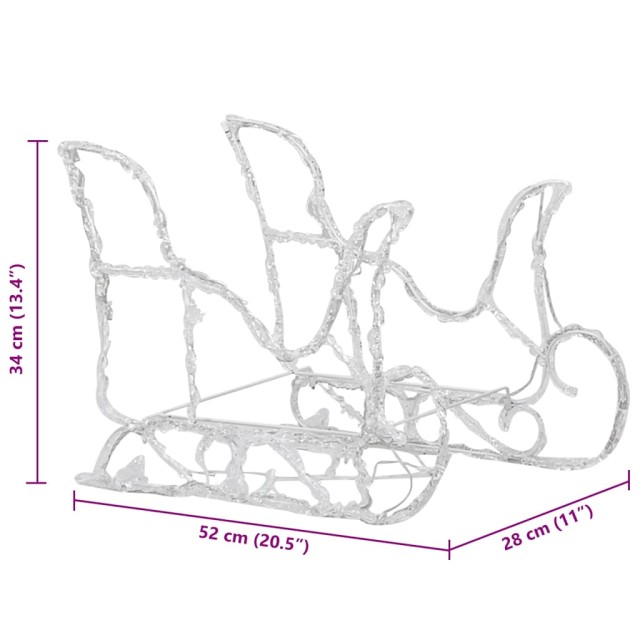 Décoration de Noël Rennes et traîneau 160 LED 130 cm Acrylique