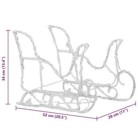 Décoration de Noël Rennes et traîneau 160 LED 130 cm Acrylique