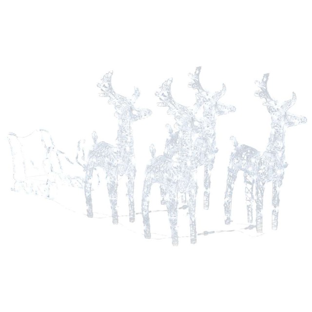 Décoration de Noël Rennes et traîneau 280x28x55 cm Acrylique