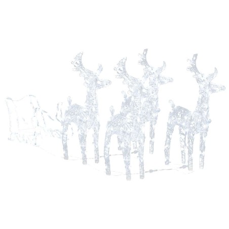 Décoration de Noël Rennes et traîneau 280x28x55 cm Acrylique