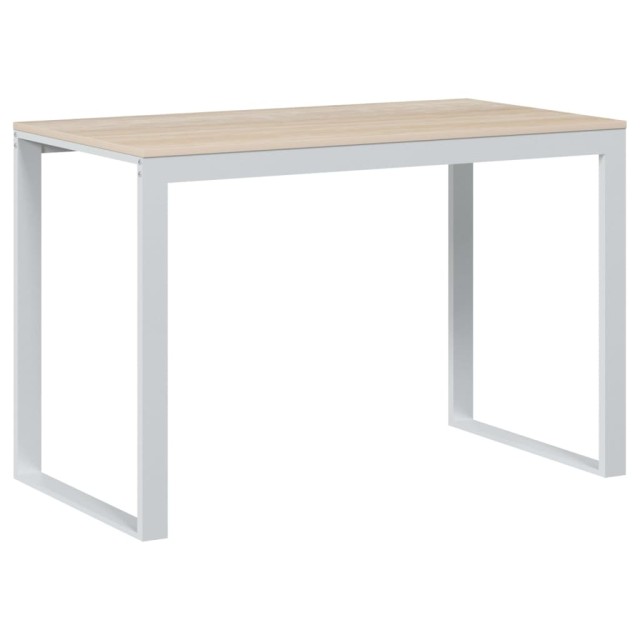 Bureau d'ordinateur Blanc et chêne 110x60x73 cm Aggloméré