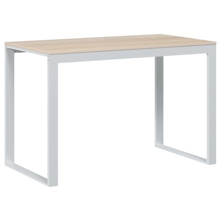 Bureau d'ordinateur Blanc et chêne 110x60x73 cm Aggloméré