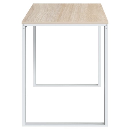 Bureau d'ordinateur Blanc et chêne 110x60x73 cm Aggloméré