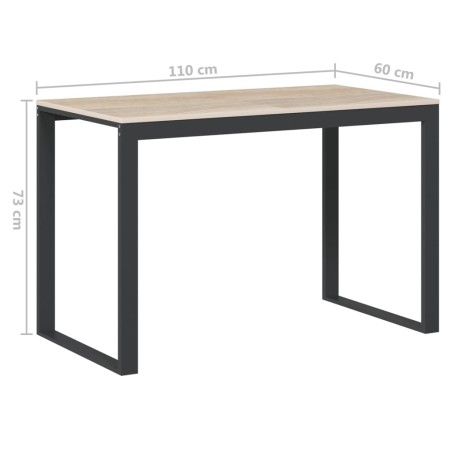 Bureau d'ordinateur Noir et chêne 110x60x73 cm Aggloméré