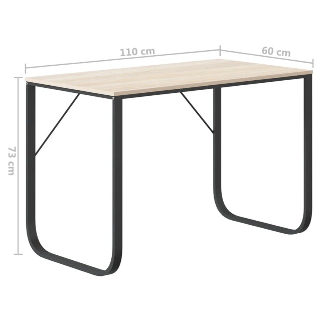 Bureau d'ordinateur Noir et chêne 110x60x73 cm Aggloméré