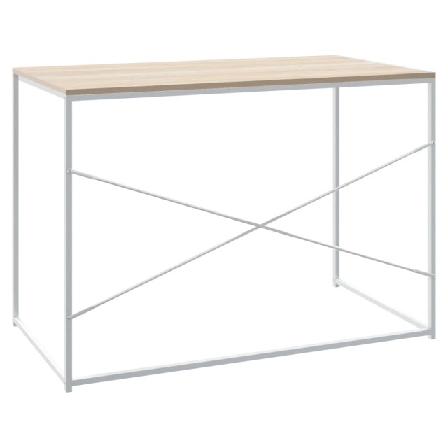 Bureau d'ordinateur Blanc chêne 110x60x70 cm Bois d'ingénierie
