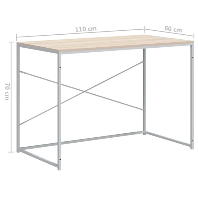 Bureau d'ordinateur Blanc chêne 110x60x70 cm Bois d'ingénierie