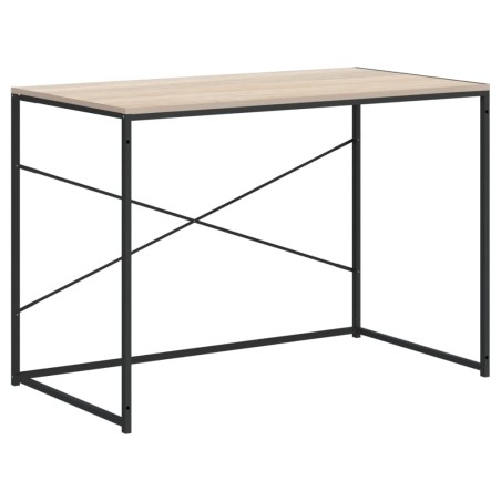 Bureau d'ordinateur Noir et chêne 110x60x70cm Bois d'ingénierie