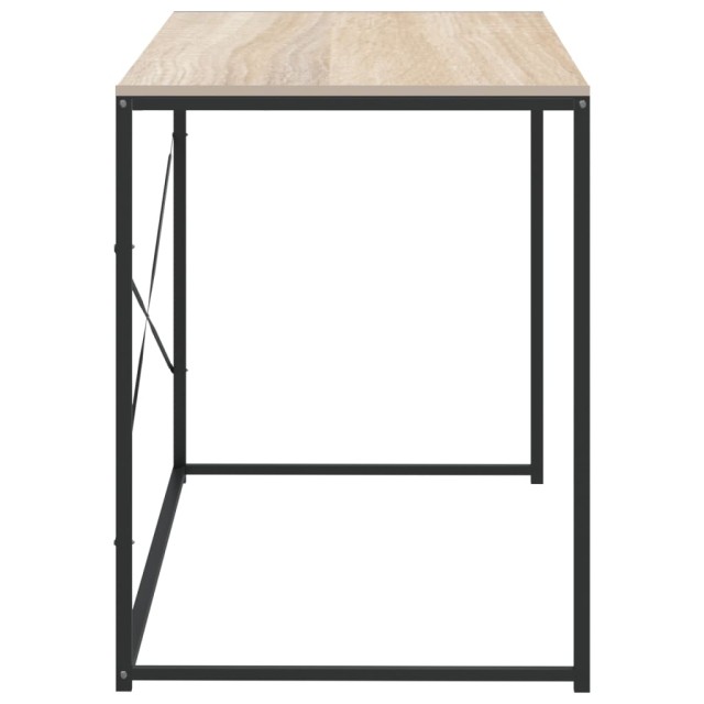 Bureau d'ordinateur Noir et chêne 110x60x70cm Bois d'ingénierie