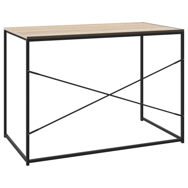 Bureau d'ordinateur Noir et chêne 110x60x70cm Bois d'ingénierie