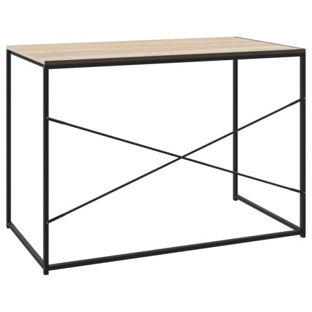 Bureau d'ordinateur Noir et chêne 110x60x70cm Bois d'ingénierie