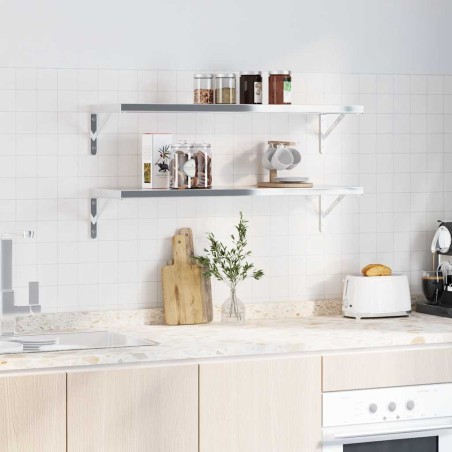 Supports d'étagères 4pcs 30x2,5x15,5cm argenté acier inoxydable