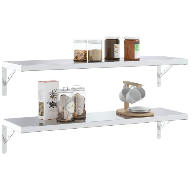 Supports d'étagères 4pcs 30x2,5x15,5cm argenté acier inoxydable