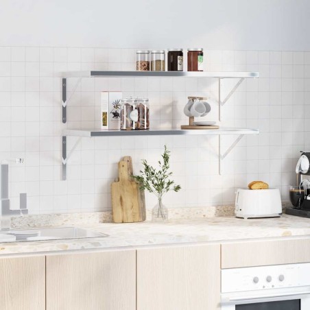 Supports d'étagères 4 pcs 40x2,5x25 cm argenté acier inoxydable