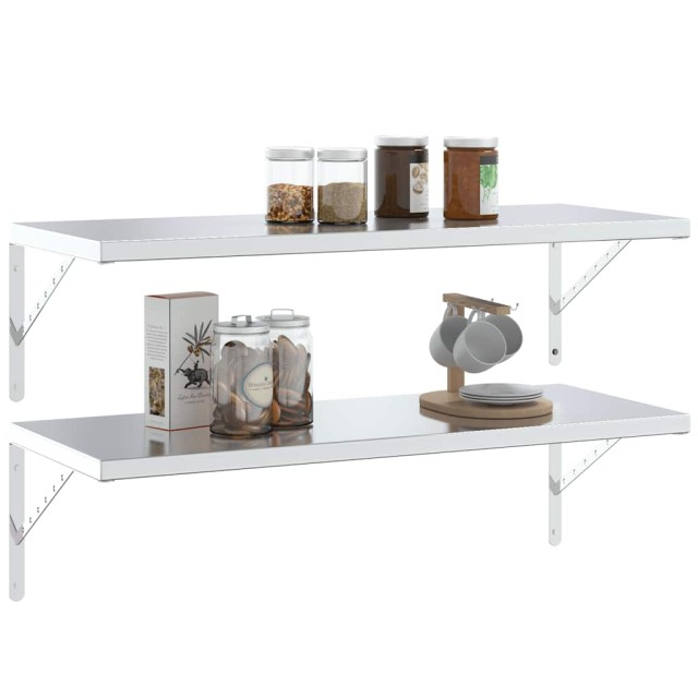 Supports d'étagères 4 pcs 40x2,5x25 cm argenté acier inoxydable